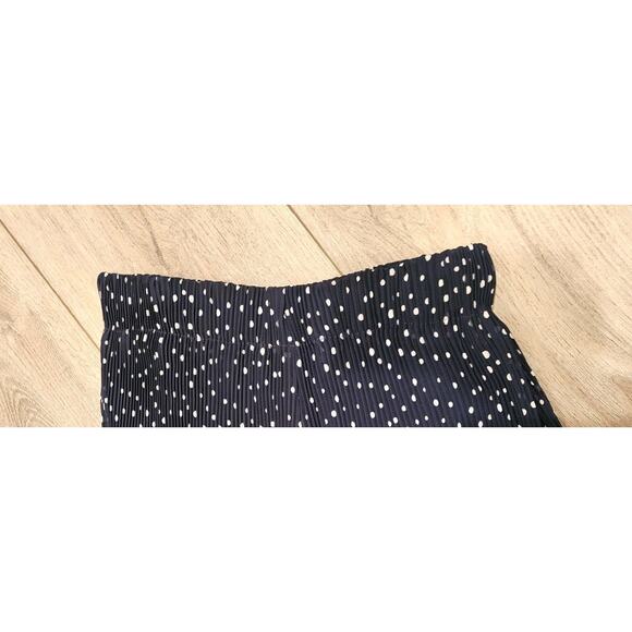 Zara Wide Leg Accordion/pleated Pants Navy Polka Dots Sz M - Picture 5 of 5